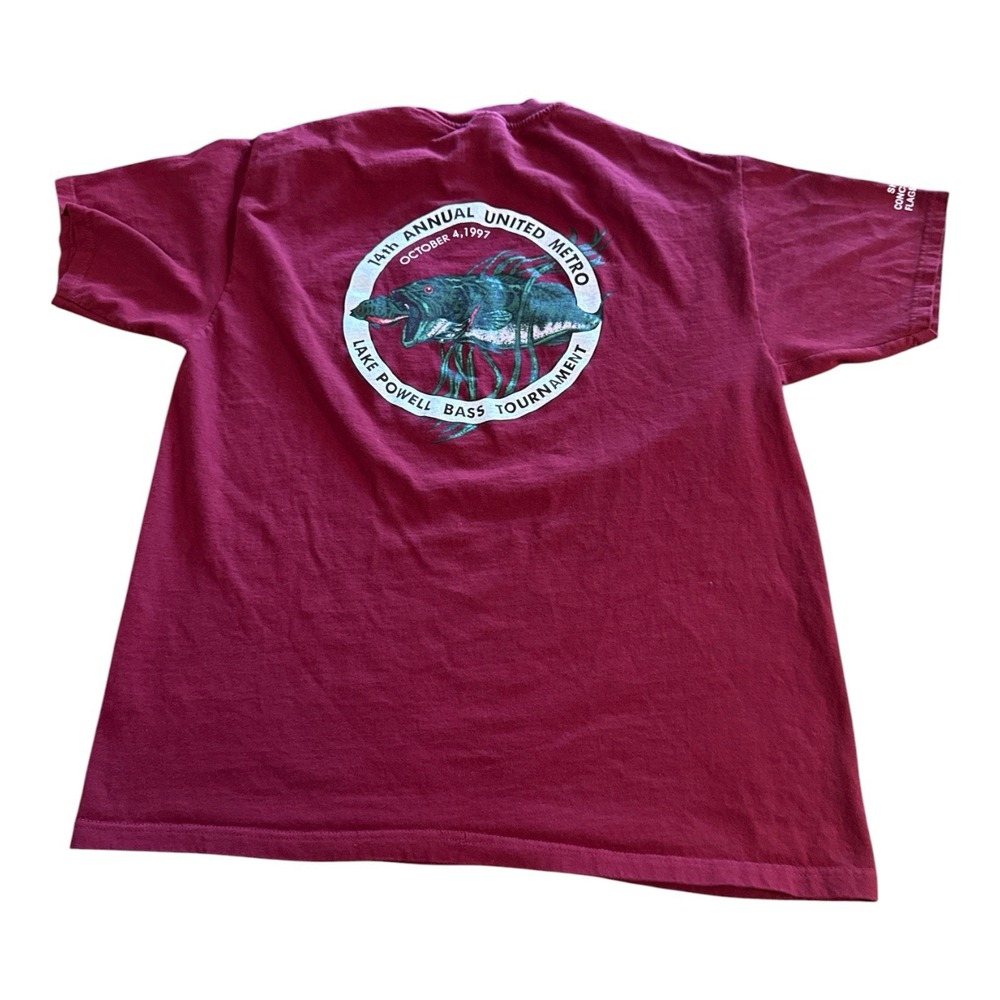 Vintage 90's Lake Powell Bass Tournament Shirt Maroon Arizona XL Fishing